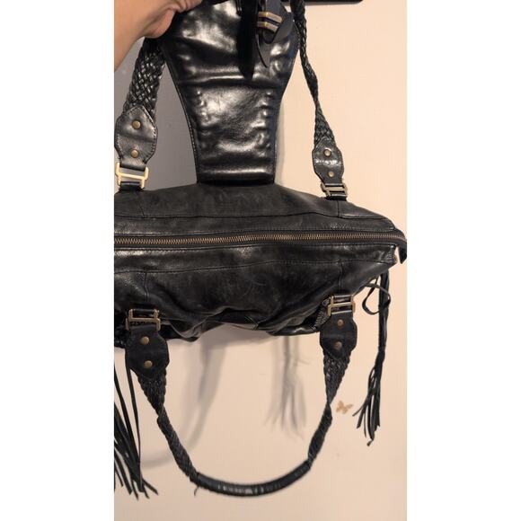 Y2K Cole Haan Black Leather Purse Braided Detail Vintage Shoulder 